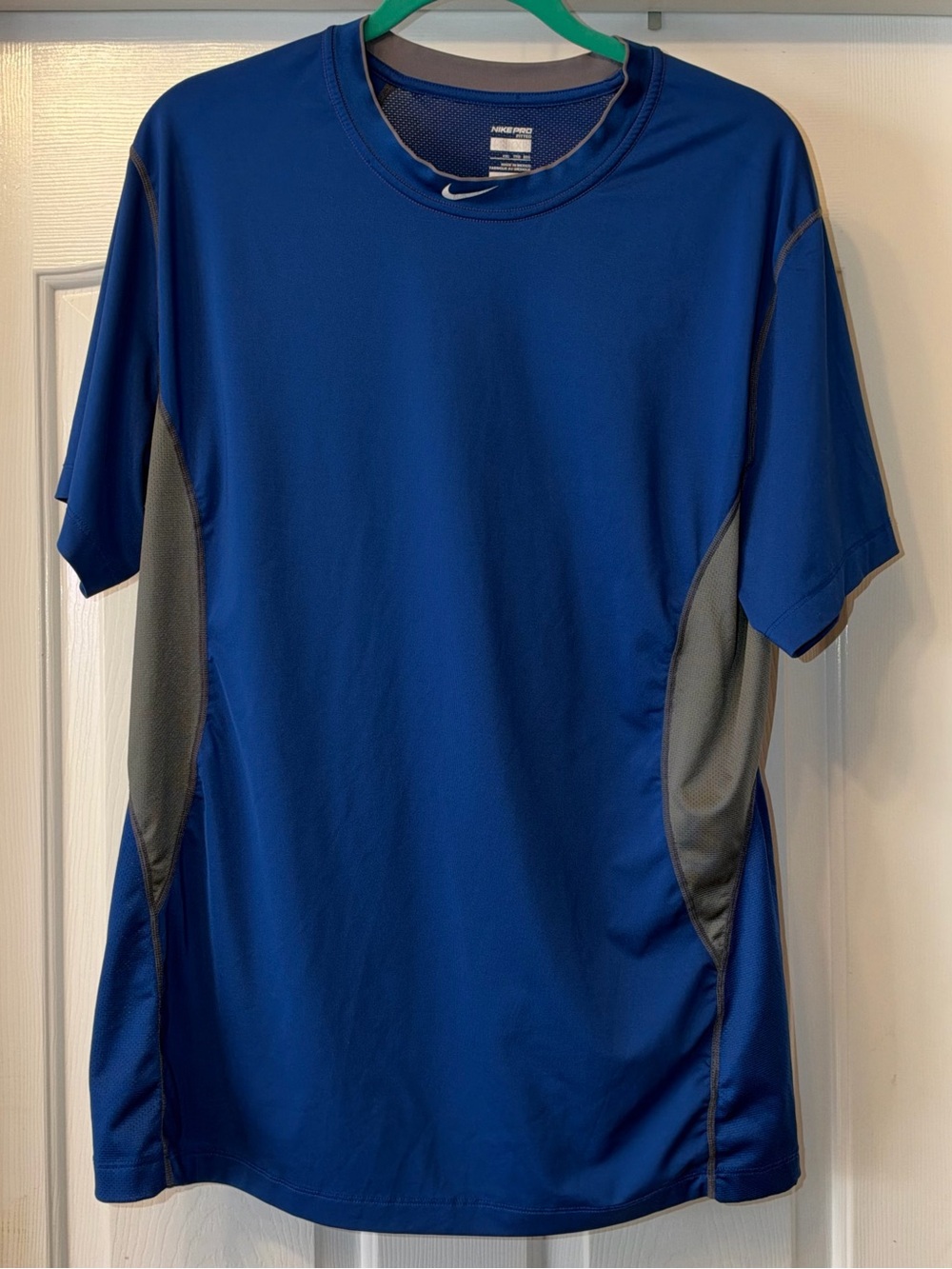 Nike Blue Short Sleeve Dri-FIT Tee with Gray Side Panels
